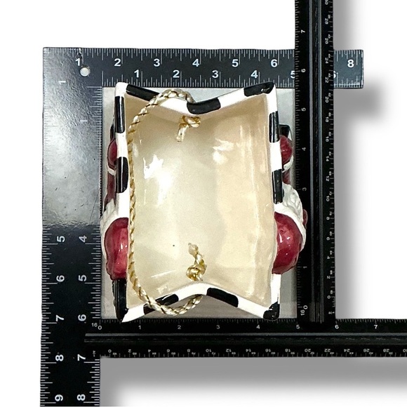 Vintage Ceramic Gift Bag Decorative Skating Santa Blue Christmas Holiday Theme - Picture 10 of 16